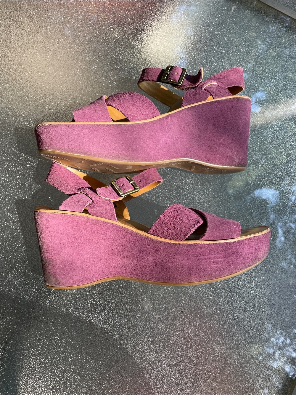 Women's Kirk-Ease Suede Purple Ankle-Strap Sandals - Picture 2 of 7